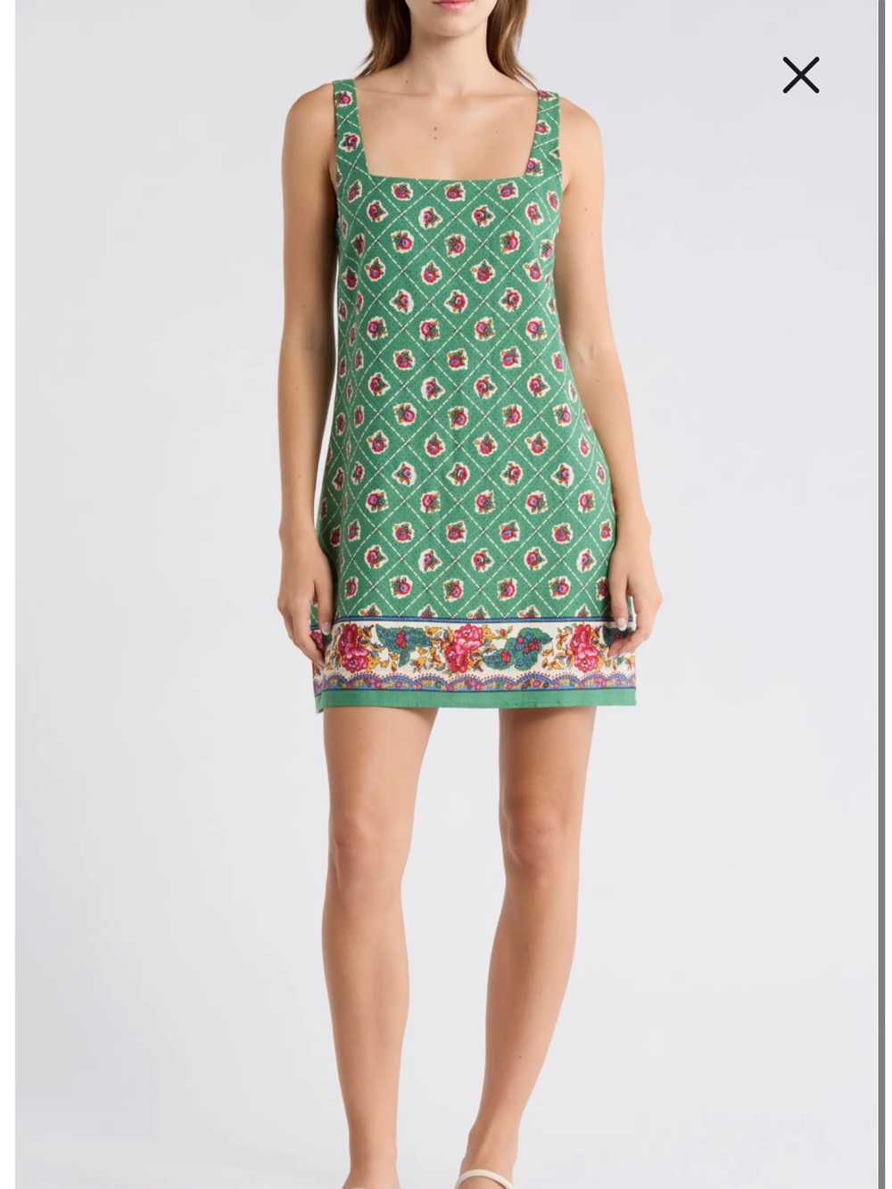 WAYF Floral Sleeveless Linen Blend Minidress